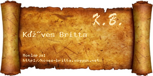 Köves Britta névjegykártya